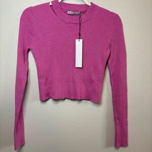 REVOLVE Stitches & Stripes Pink Crop Pullover Cut Out Top NEW